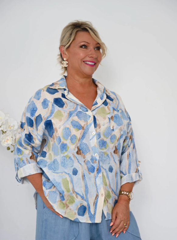 Lamonde blue linen shirt