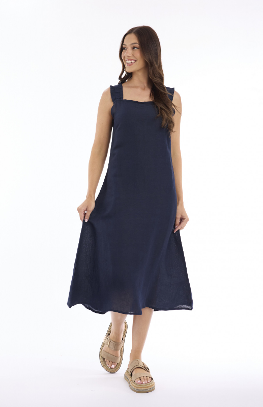 Strappy Navy linen dress