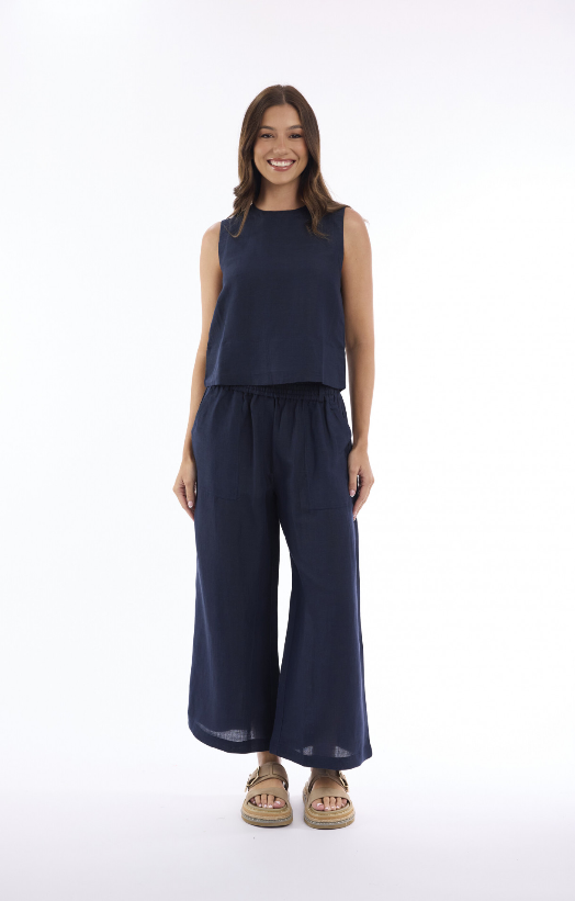 Navy Linen Cami
