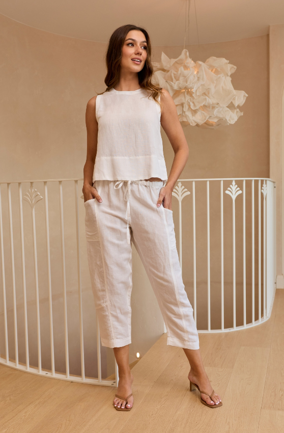 Linen White Pants