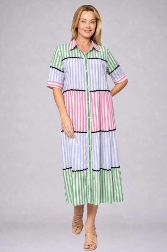 Stripe Cotton Tiered dress