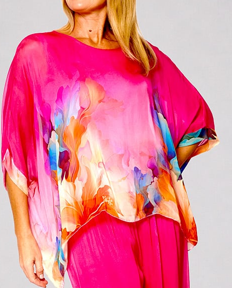 Kaftan hot Pink/Teal Blouse