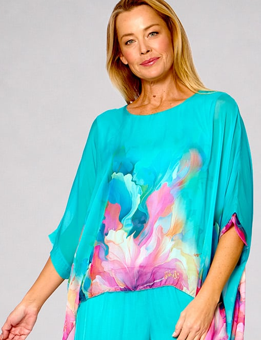 Teal Silk Blouse