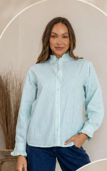 Green stripe cotton shirt