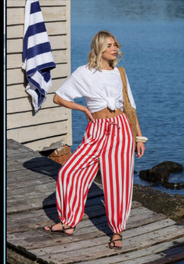 Xmas Striped Red cotton Pants