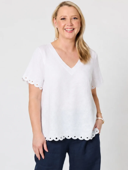 White Lilly Linen Top