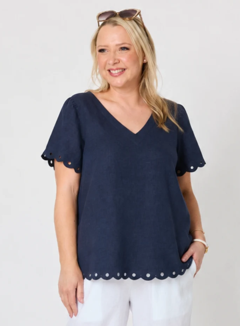 Navy Lilly Linen top