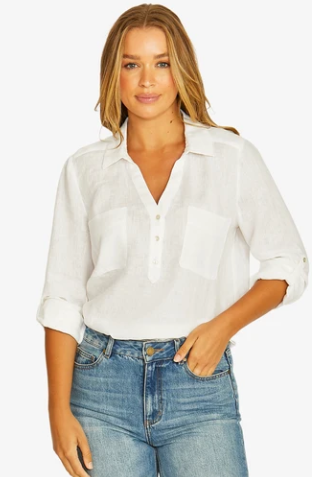 White linen Placket shirt