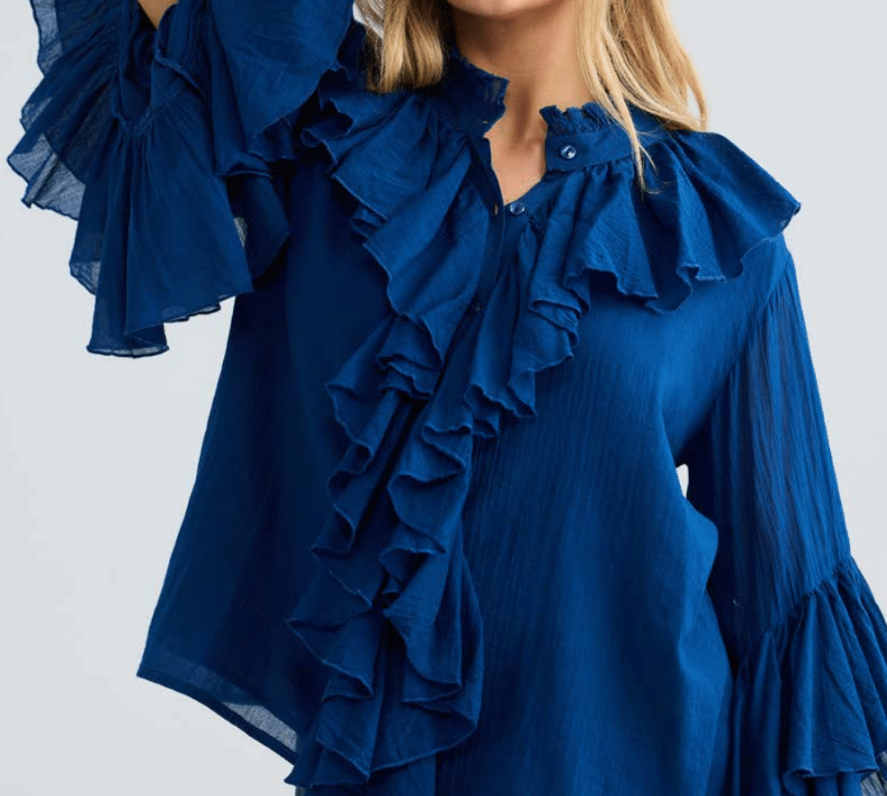 Navy Maika frill shirt
