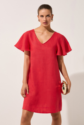 Theo Linen Red Dress