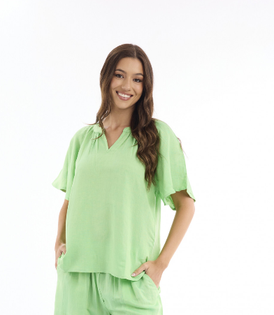 Linen Mint wide blouse