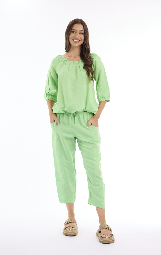 Linen Mint 3/4 Pants