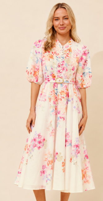 Cream Floral Race day dress