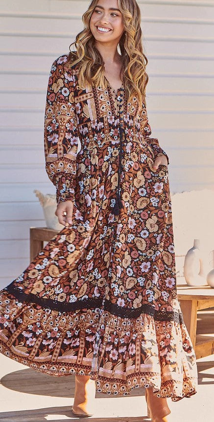 Sabrina maxi dress hennie print