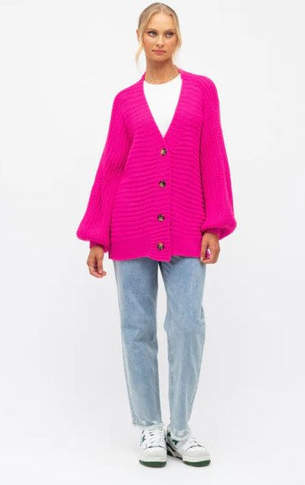 Hot pink knit cardi