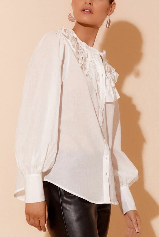 Lou voile frill shirt white