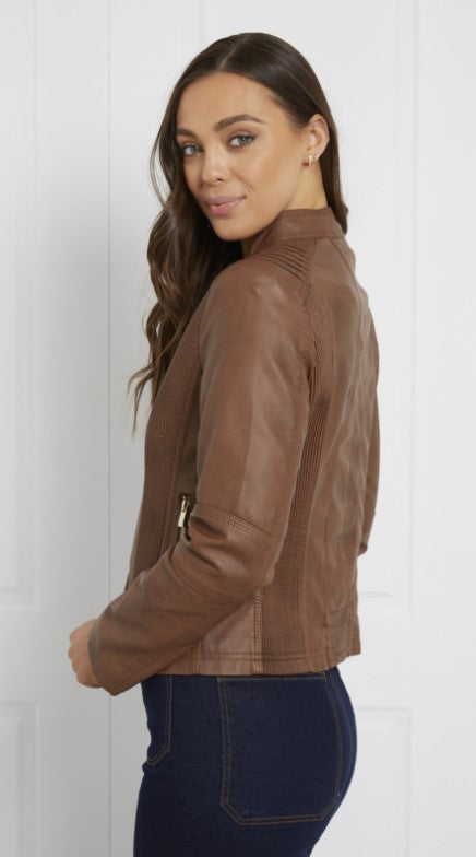 Classic zip pleather Jacket chocolate