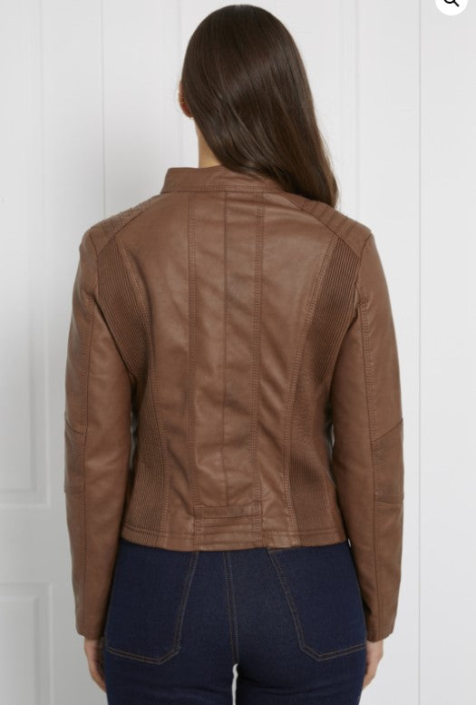 Classic zip pleather Jacket chocolate