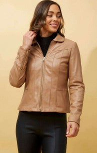 Pleather zip tan Jacket