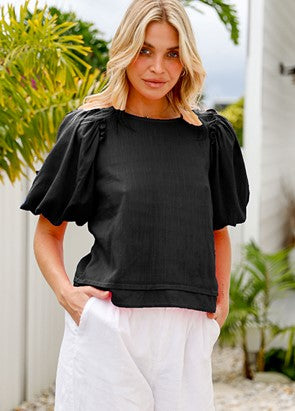 Black linen blouse