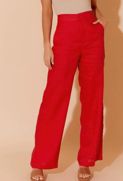 Nish linen pants red