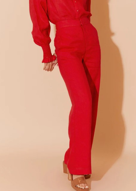 Nish linen pants red