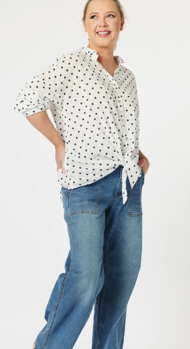 Dotty blouse navy/wh