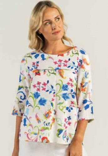 Linen top sea print