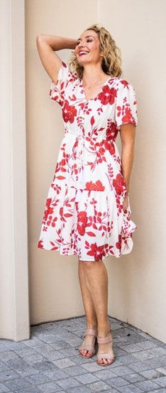 Red flower dress