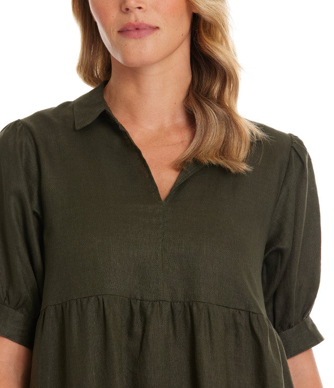 Khaki dark linen dress