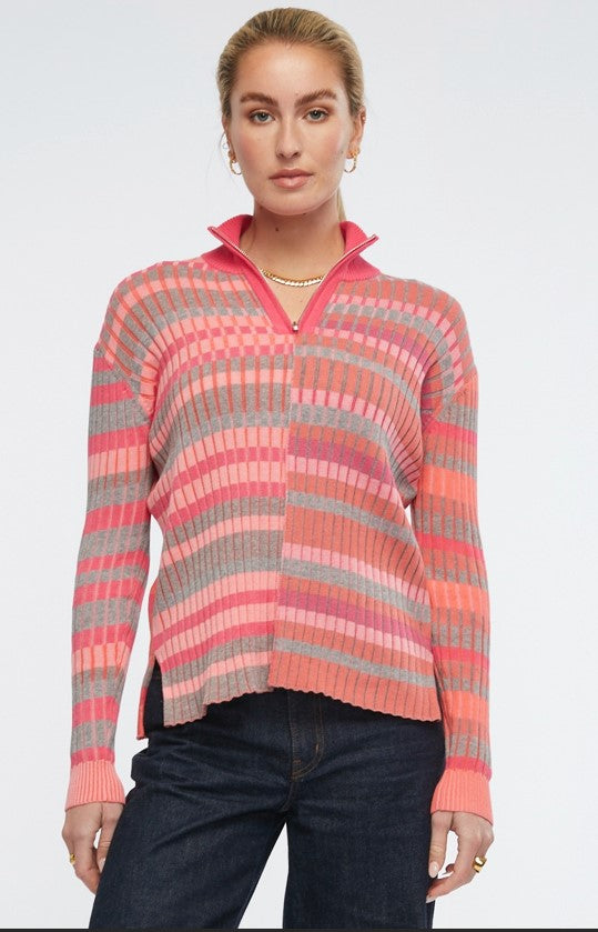 ZP Sripe Zip up sweater