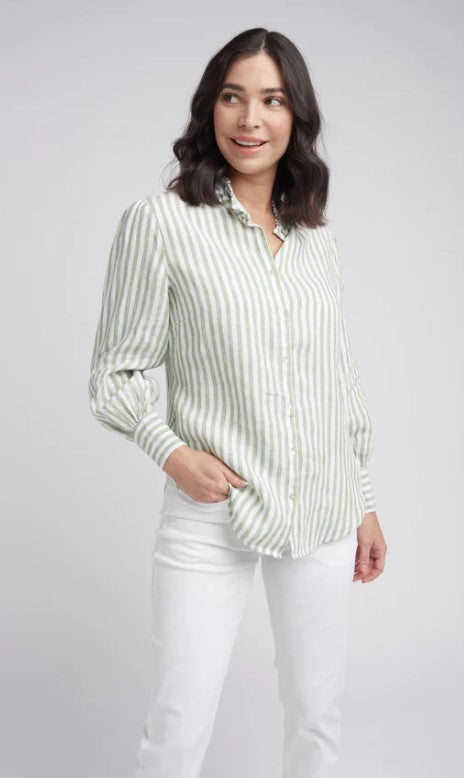 Pistachio linen blouse