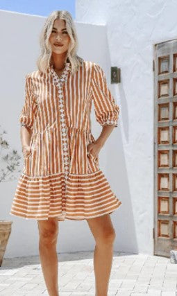 Stripe dress brown