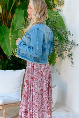 Denim harley crop jacket