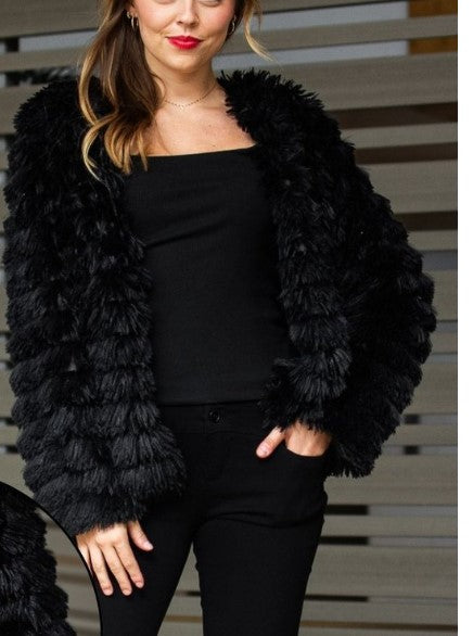 Fringe coat black