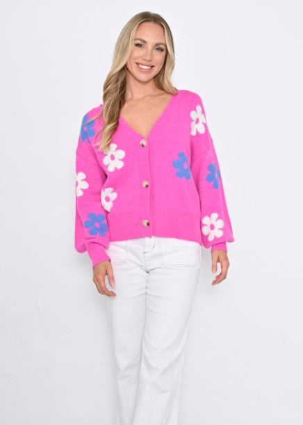 FLOWER Hot pink cardi