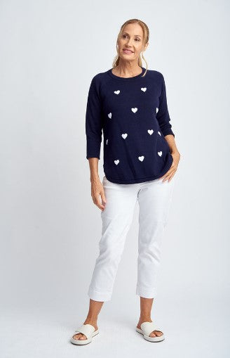 Navy white hearts Sweater