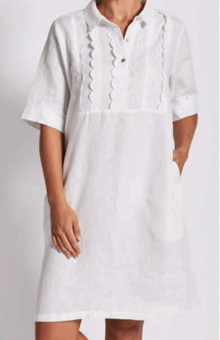 White linen collared dress