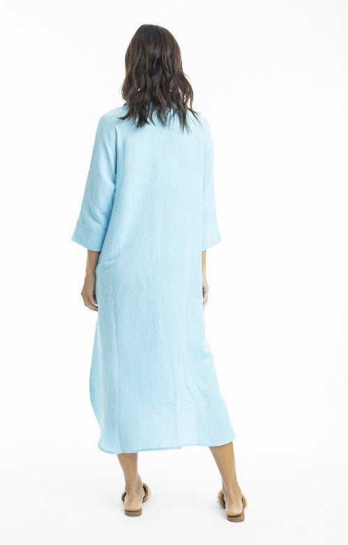 Sky Linen collar dress