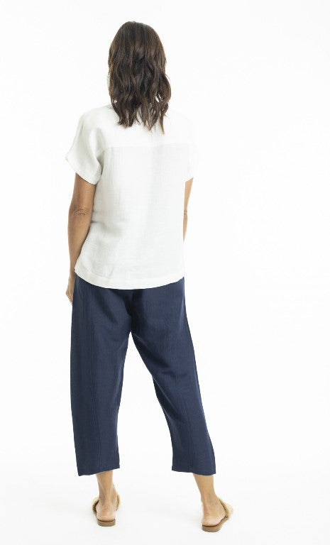 Linen 3/4 pant navy