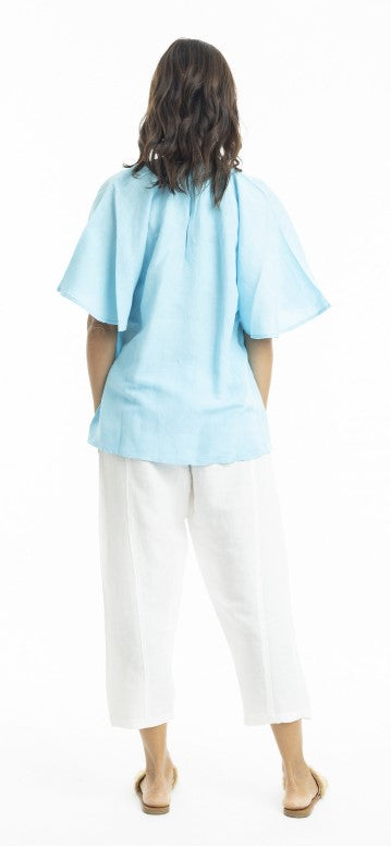 Linen chinese blouse sky