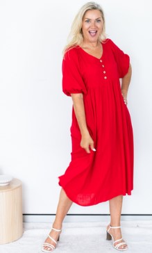 Deep Red Peasant dress