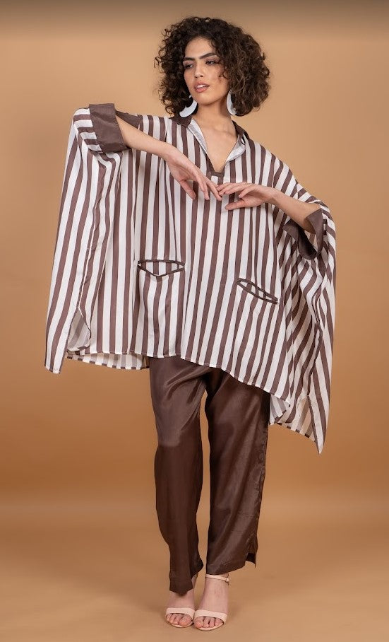 Mocha stripe easy blouse