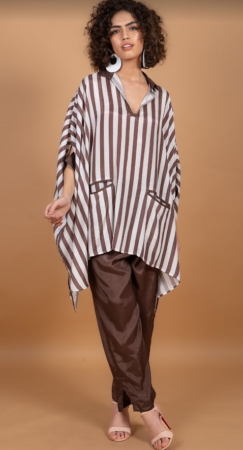 Mocha stripe easy blouse