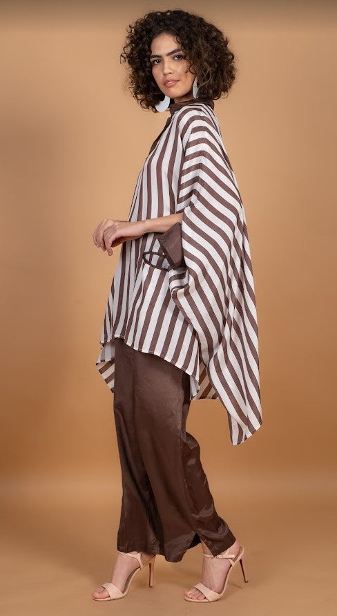 Mocha stripe easy blouse