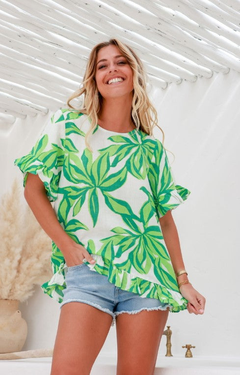 Green leaves blouse