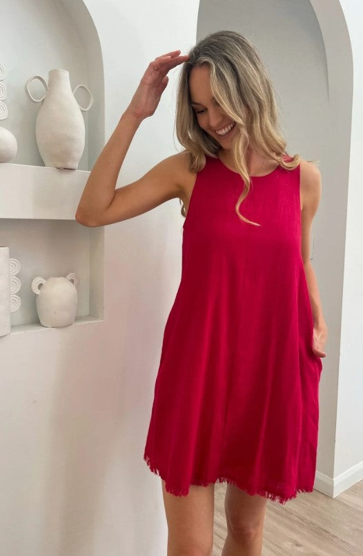 Freya red cotton dress