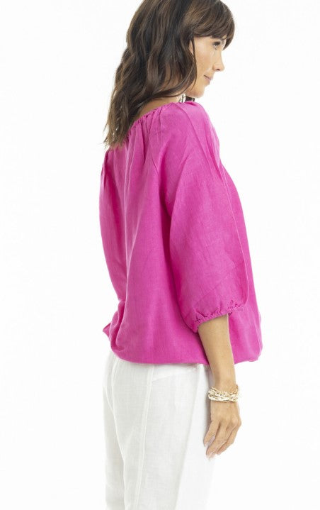 Hot pink gather blouse