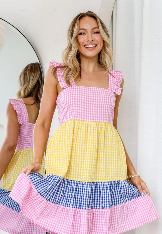 Gingham rainbow dress