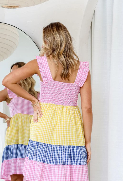 Gingham rainbow dress